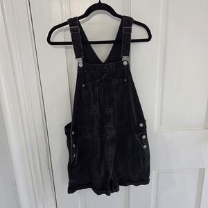Old Navy Black Denim Overalls Womens Size Medium